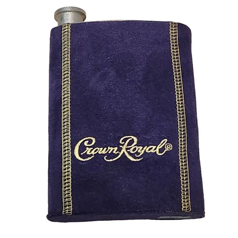 Crown Royal stainless steel flask with purple cover 8oz‎